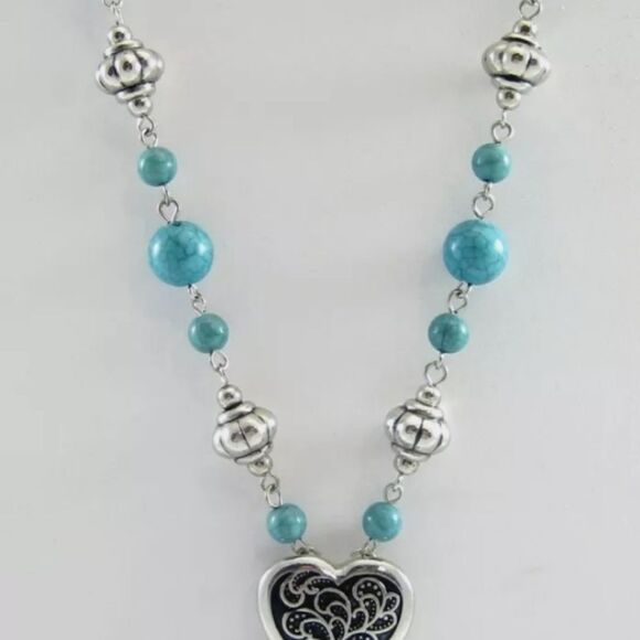 Eyeglass / ID Badge Holder Necklace Lanyard with Turquiose Beads NWOT 30" - Picture 3 of 3